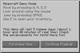 Minecraft education edition última versión: Demo Mode Minecraft Wiki