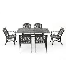 Noble House Sarasota Bronze 7 Piece Aluminum Rectangular Outdoor Dining Set 8096 The Home Depot In 2020 Outdoor Dining Set Best Outdoor Furniture Noble House