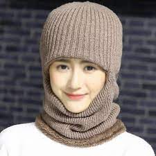 Unisex Woolen Yarn Knit Beanie Hat Scarf Winter Warm Hoodie Hat Cycling Hiking Skull Cap Khaki C2187n592yk Knit Beanie Hat Knit Beanie Beanie Hats