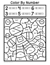 subtraction color by number worksheets kindergarten mom