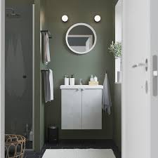 Bathroom sinks and basins should be practical and suit your style, so we have lots of options. Enhet Tvallen Wash Basin Cabinet With 2 Doors Concrete Effect White Pilkan Tap Ikea