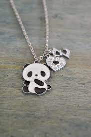 Panda Necklace Personalized Jewelry Black And White Panda Heart Jewelry Sweet 16 Gift Fun Anim Panda Necklace Panda Jewelry Personalized Jewelry