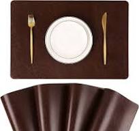 Faux Leather Placemats, Set of 4 PU Table Mats, Easy to Clean, Heat & Stain  Resistant for Office Conference Table,Dinging Home Decor F Dark Brown