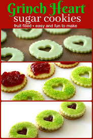 Grinch Heart Raspberry Filled Sugar Cookies Recipe Tasty Ever After Recipe Sugar Cookies Recipe Cookie Recipes Fruit Sugar Cookies