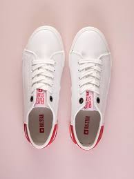 See other names below) is a type of athletic shoe with a canvas upper and rubber sole developed initially as beachwear. Biale Tenisowki Big Star Z Eco Skory Z Czerwonym Paskiem Z Logo Buty Trampki Sklep Ebutik Pl