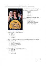 Take a trip down memory lane that'll make you feel nostalgia af Hocus Pocus Esl Worksheet By Mst Pierre3