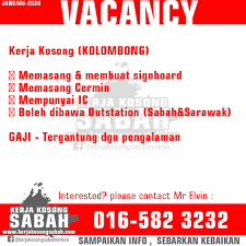 Kerja kosong / job vacancy (based in kota via fayjesselton.blogspot.my. Jawatan Kosong Kota Kinabalu Terkini