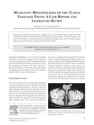 You should tell your doctor if you have been exposed to a significant amount of asbestos, as this may help pin down the type of illness you are experiencing. Pdf Malignant Mesothelioma Of The Tunica Vaginalis Testis A Case Report And Literature Review