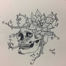 This tattoo shows a skull that seems to be encased in the dark green and pink brush strokes. 5 Original Skull Tattoo Designs Tatring