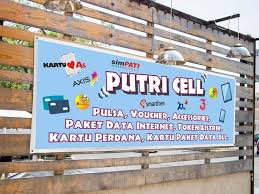 Desain pertama dalam 1 jam. Banner Konter Pulsa Keren Fl 280gr Outdoor Harga Per Meter Persegi
