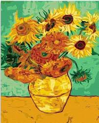Alastair sooke shows how these masterpieces fifteen sunflowers erupt out of a simple earthenware pot against a blazing yellow background. Sunflowers Vincent Van Gogh Flowers Paint By Number Canvas Paint By Numbers