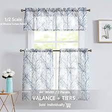 In our selection, we have tiers in patterns such as buffalo check, ticking stripes, florals with a country flair, and beautiful solid colors. Fmfunctex White Kitchen Curtains Windows Tree Branch Print Semi Sheer Tiers For Bathroom Small Cafe Curtain Set Grey Blue 24 Length 2 Panels Pricepulse