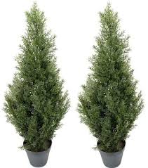 Thankfully, i had one on my back deck that was the perfect size. Amazon Com Two Pre Potted 3 Artificial Cedar Topiary Outdoor Indoor Tree Fake Christmas Trees Outdoor
