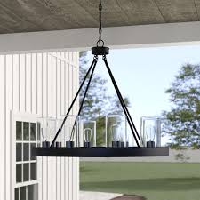 Kichler moderne 2 light 26.5 wide 1 tier led abstract drum chandelier. Birch Lane Manervia Bronze 8 Bulb 27 63 H Outdoor Chandelier Reviews Wayfair Ca