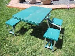 Vintage Folding Picnic Camping Table Green Kids Camp Patio Camping Table Picnic Camping With Kids