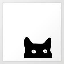 Black Cat Art Print By Good Sense 16 64 Hehehehe Kitty Cizim Kara Kedi Hayvanlar