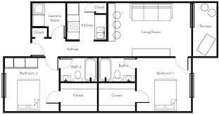 Shotgun houses, traditionally no wider than 12 feet, feature a cascaded floor plan, wherein each room is arranged behind the other. 2 Bedroom Apartments The George