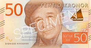 Our current 50 SEK bill, depicting local singer-songwriter Evert Taube. He was born and raised in the Gothenburg archipelago.