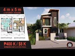 2 Storey House Plan 4x5m House Design With Floor Plan Hd 6 Youtube In 2020 2 Storey House Design Modern Bungalow House Narrow House Designs