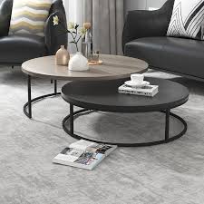 Modern Round Nesting Coffee Table 2 Piece Extendable Gray Black Living Room Accent Table In 2020 Table Decor Living Room Round Coffee Table Living Room Coffee Table Living Room Modern