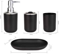 We've researched the best options to find one that fits what you want brigitt earley is a lifestyle writer who covers home decor and gifts for the spruce. Black Bathroom Accessory Set 4 Pcs Plastic Bathroom Decor Toothbrush Holder Toothbrush Cup Soap Dispenser Soap Dish Farmhouse Decor Bathroom Home Decor Craft Bath Home Gellyplast Com