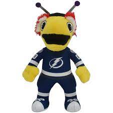 The back of the puck has a holographic sticker (hologram). Tampa Bay Lightning Mascot Thunderbug 10 Plush Figure Bleacher Creatures