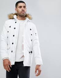 Brave Soul Parka Jacket With Faux Fur Trim Hood Brave Soul Parka Jacket With Faux Fur Trim Hood White Parka Jacket Brave Soul Fur Jacket