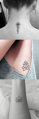 Lotus Tattoo Ideas For Women At Mybodiart Com Black Henna Back Of Neck Flower Tatt Small Floral Rib Tattoo Rib Tattoo Neck Tattoo Tattoos For Women Small