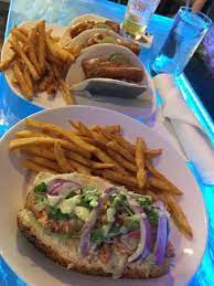 Burger bar all beef patties, cheeses, toppings, brioche buns Fish Tacos And A Lobster Roll Picture Of Fins Bar Grille Cape May Tripadvisor