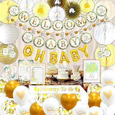 This elephant themed baby shower from adal kreation of tappan, new york looks cool and cozy with its charming blue and. Buy 252 Pc Elephant Theme Baby Shower Decorations For Boy Or Girl Kit Gender Neutral Welcome Baby Banners Garland Guestbook Sash Balloons Cake Topper Paper Decor Napkins Straws Games Thank You