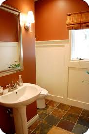 Favorite Paint Colors Bathroom Georgian Brick By Benjamin Moore Orange Bathroom Decor Orange Bathrooms Burnt Orange Bathrooms