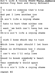 Country Music Ain T Life A Crying Shame Marty Robbins Lyrics And Chords