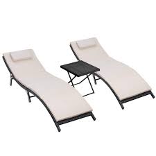 With 11,718 stores and clubs in 28 countries that are working under 59 names, walmart has made a huge impact in the. Walnew 3 Pcs Patio Furniture Outdoor Lounge Chairs Folding Lawn Poolside Patio Chaise Lounge Sets Pe Rattan Chaise Lounges With Side Table And Beige Cushion Walmart Com Walmart Com