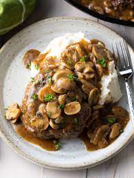 Just some good ol' heavy cream mixed into beef broth. Chopped Steak With Mushroom Gravy Recipe Video