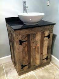 A vanity is the basic need of any bathroom and it is through vanity that you can make or mere the decor and look of your whole bathroom. Pallet Vanity Pallet Bathroom Diy Bathroom Pallet Vanity