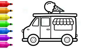 If your child likes to build and break down structures, then this coloring page should satisfy his soul. How To Draw Ice Cream Truck For Kids Learn Colors With Truck Coloring Pages Youtube