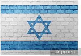 Izrael ma 18 290 km dróg, 975 km linii kolejowych i 47 lotnisk. Plakat Izrael Flaga Na Scianie Z Cegly Pixers Zyjemy By Zmieniac