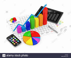 Colorful Business Graph With Pie Chart Tablet Pc And