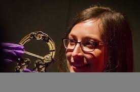 32521285-Edinburgh UK Mar 09 2016; Craig Angus, Assistant Curator with The  Torrs Pony Cap, 300-200bc from Dumfries and Galloway ahead of a major  exhibition, Celts, to open at the National Museum of