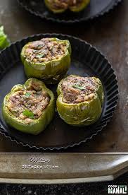 Bharwa Shimla Mirch Spicy Potato Stuffed Bell Peppers Cook With Manali In 2020 Spicy Recipes Stuffed Peppers Recipes