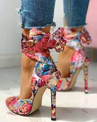 Find hot 6 inch heels at discount prices for summer, shop cheap 6 inch heels and find the perfect pair today. Floral Print Tied Ankle Thin Heels In 2021 Fashion Shoes Heels Heels Fashion Heels