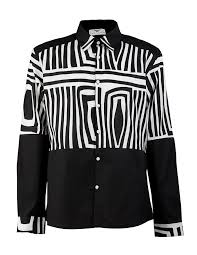 Black And White African Print Shirt Asante Half Body Print Shirt Kemeja Pria