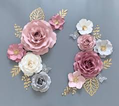 Mauve Pink Paper Flower Set Nursery Paper Flower Wall Decor - Etsy