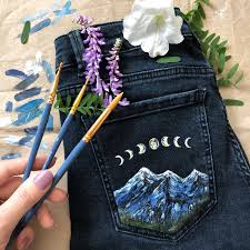 Jean Pocket Painting Painted Clothes Diy Painted Jeans Painted Clothes