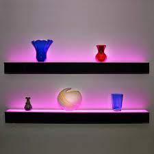 This floating wall shelf provides you a space to display your collected curios, framed photos, or a few potted plants. 1 Tier Led Floating Shelf Led Lighted Floating Bar Shelves Wall Mount Floating Shelves With Lights Floating Shelves Floating Bar Shelves