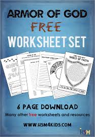 Armor Of God Six Worksheet Set Free Lots Of Free Bible Activities Worksheets And Other F Bible Lessons For Kids Bible Activities For Kids Bible Curriculum