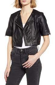 Lamarque Kirsi Crop Short Sleeve Leather Moto Jacket Nordstrom Leather Moto Jacket Womens Fashion Jackets Fashion Clothes Women