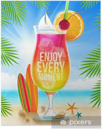 Geplaatst op 1 oktober 2020 door rob alberts. Poster Exotische Cocktail Met Zomer Groet Op Het Tropische Strand Pixers We Leven Om Te Veranderen