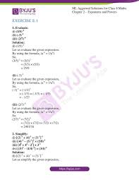 (a) (b) (c) (d) (e) (f) 2. Ml Aggarwal Solutions For Class 8 Chapter 2 Exponents And Powers Avail Free Pdf