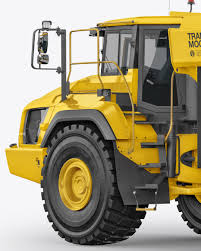 Download Articulated Hauler Mockup Back Half Side View In Vehicle Mockups On Yellow Images Object Mockups PSD Mockup Templates